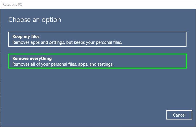 remove everything clean install windows 10