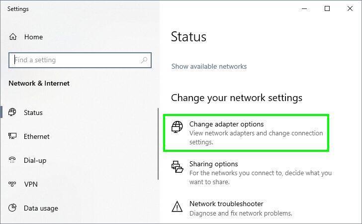 change adapter settings ethernet unidentified network