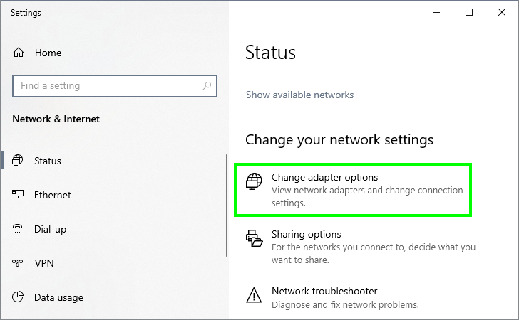 change adapter settings ethernet unidentified network