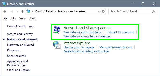 network and sharing center err_name_not_resolved