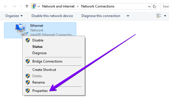 ethernet properties err_connection_closed