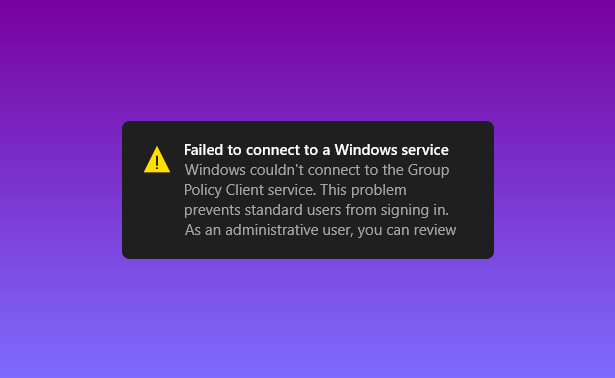 failed to connect to a windows service