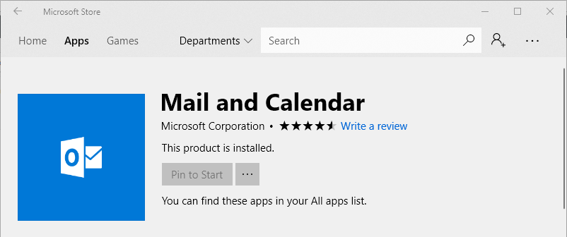 mail and calendar windows store