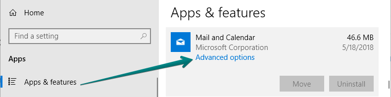 mail and calendar advanced options