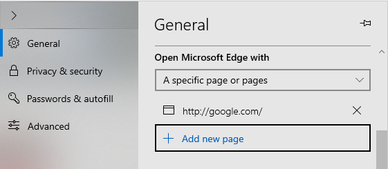 google homepage edge