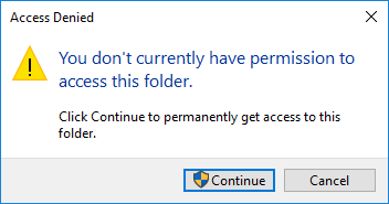 you don't currently have permission to access this folder