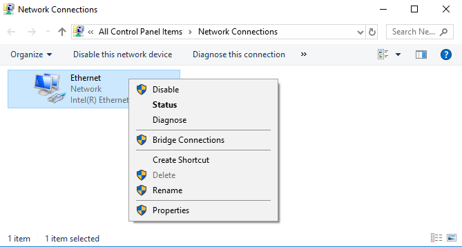 network adapter disable
