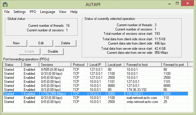 AUTAPF port forwarding software