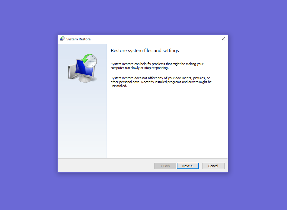 enable system restore windows 10 registry