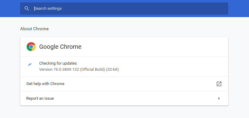 cheking for updates google chrome