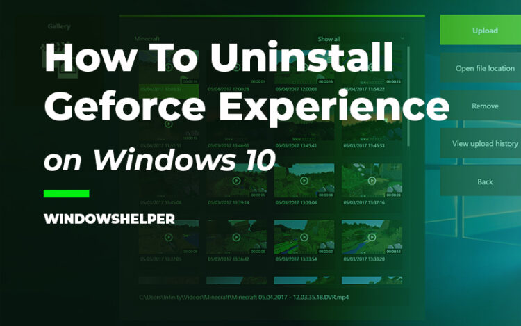 uninstall geforce experience