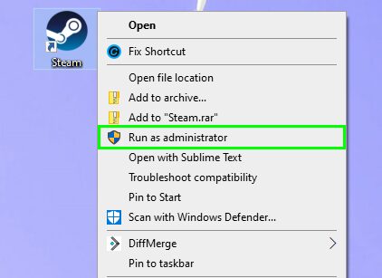 run as administrator steam