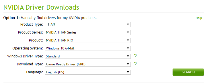 nvidia downloads page