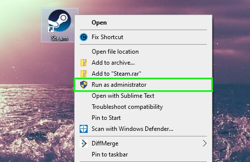 steam run as administrator