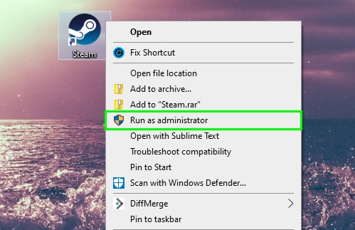steam run as administrator