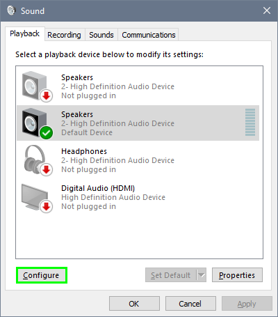 configure speakers