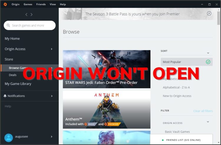 origin won't open