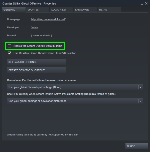 disable overlay steam