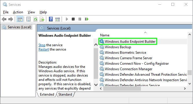 windows audio endpoint builder