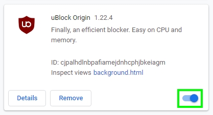 disable adblocker chrome