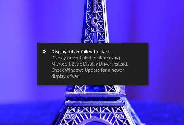 display driver failed to start