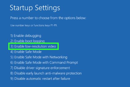 enable low resolution video windows 10