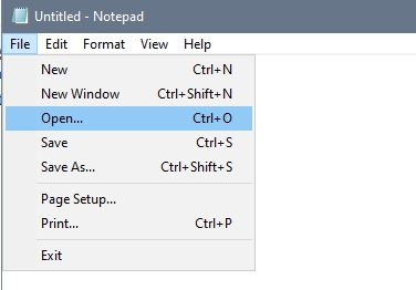 open file notepad