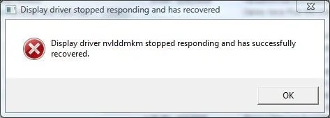 display driver nvlddmkm stopped responding and has successfully recovered