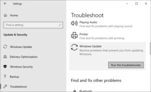 windows update troubleshooter