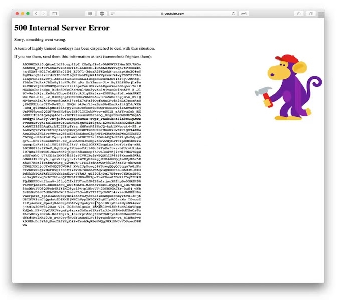 youtube 500 internal server error