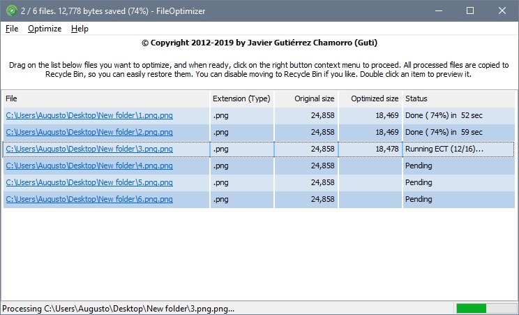 fileoptimizer results