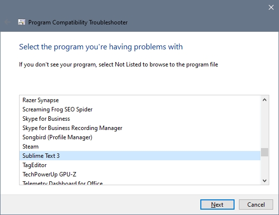 select program compatibility