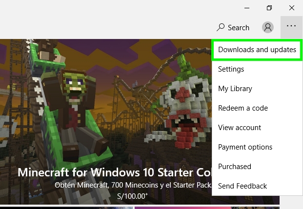 downloads and updates windows store
