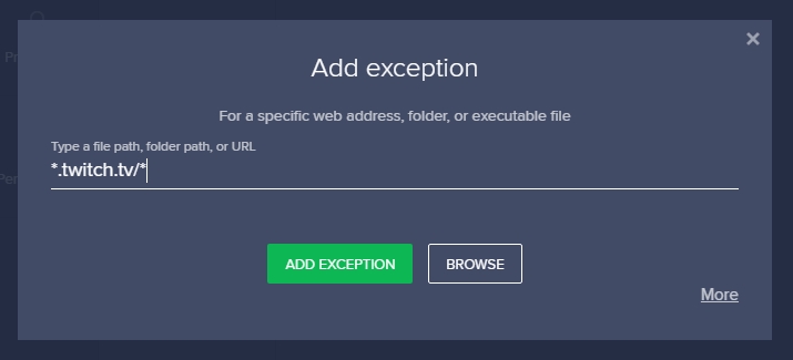 add twitch to exception avast