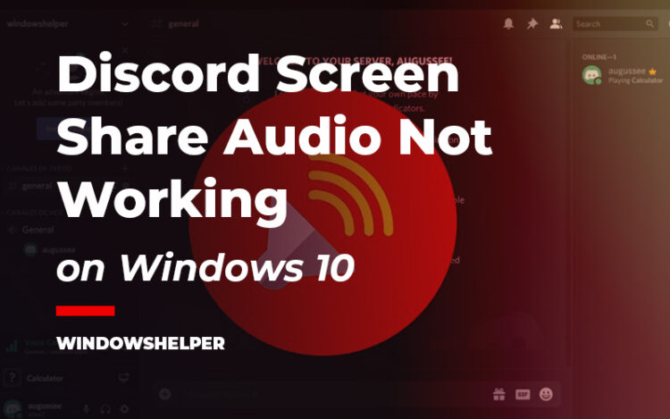 discord screen share audio not working