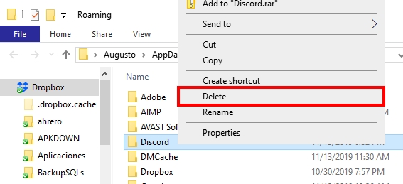 delete discord appdata