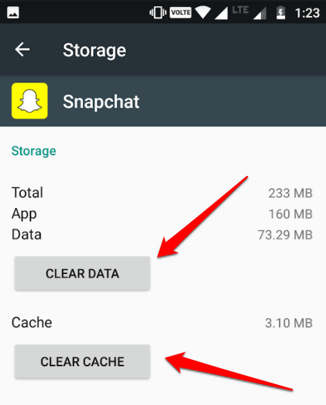 clear data snapchat