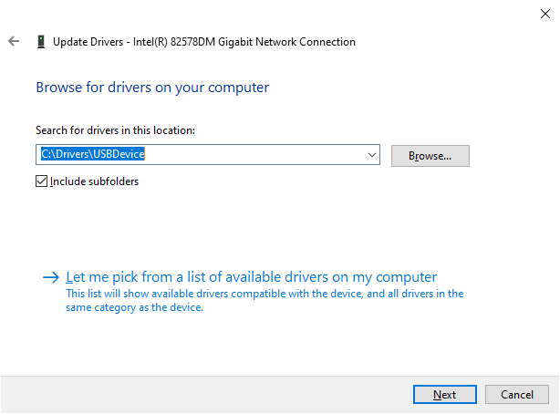 browse drivers manually