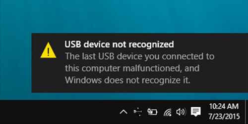 the last usb device malfunctioned windows 10