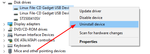 uninstall external hard drive device