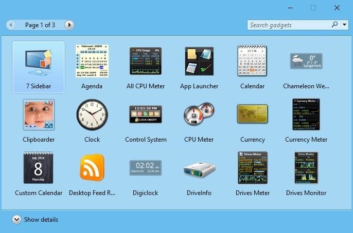 windows desktop gadgets
