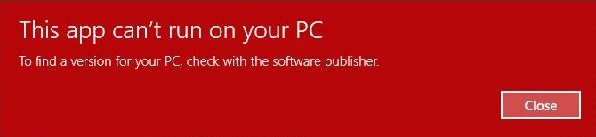 this app can't run on your pc