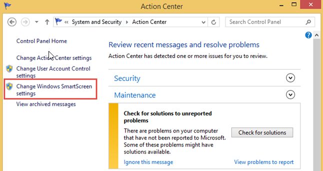 change windows smartscreen settings